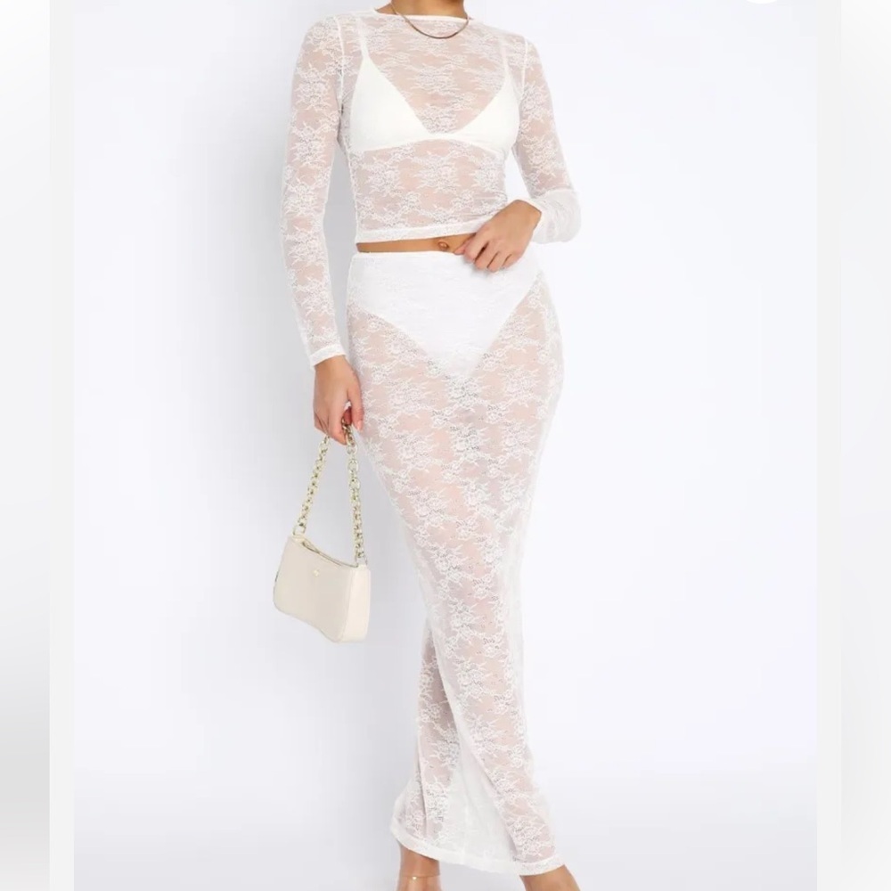 White Fox White Lace Two-Piece Set